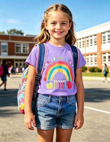 Image of Girls' School Days Short Sleeve Shirts Graphic T-Shirts Size 5-8
