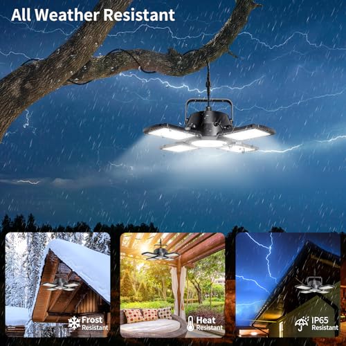 Auzev Solar Shed Light Indoor Outdoor Upgrade 176 Led 4 And 1 Heads Solar Powered Motion Sensor Pandent Daytime Work Lights With 4 Modes Remote Control Security Lamp For Garage Gazebo Barn thumb #3