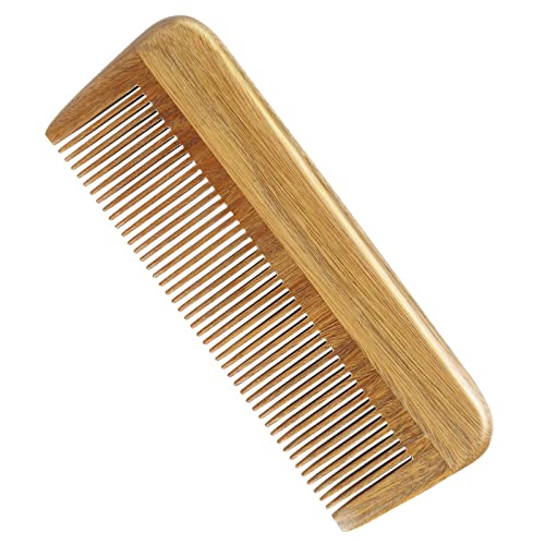 Onedor Handmade 100% Natural Green Sandalwood Wooden Comb For Men Hair, Beard, And Mustache Styling Pocket Comb With Leather Case (Short) #TOP3