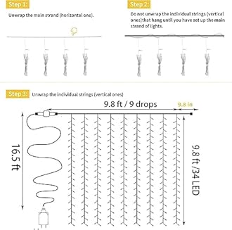 Solhice Black Light Curtain String Lights for Glow Party 10ft x10ft 306 LEDs, Blacklight with Remote Control for Halloween Christmas Bedroom Birthday Fluorescent Party Indoor Décor