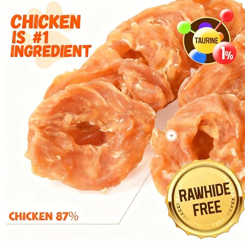 Pawmate Dog Treats Chicken Jerky Rings, Rawhide-Free Grain-Free Real Dried Tenders Natural Chicken Breast Dog Chewy Training Snacks for Small Medium Large Dogs Large Pack, 10.6 oz - Thumbnail 2