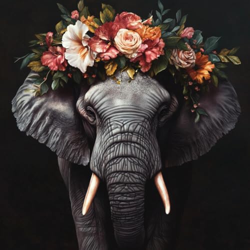 Kit de broderie perlée éléphant avec effet relief 3D réaliste 40x40cm Rqwybcaxn