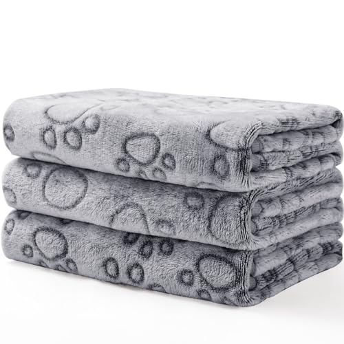 luciphia Hundedecke Katzendecken Waschbar Flauschig, 1 Pack 3 Decken Super Weich Fluffy, Kuscheldecke Fleece Haustier Decken für Hunde Katzen, Kann für Sofas, Autos, Betten, Liebe Pfote 40 * 60cm