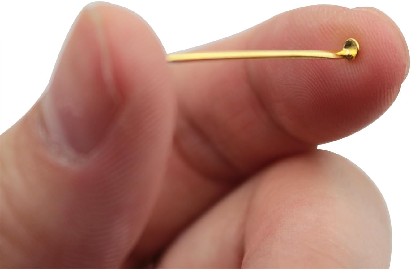 ZCZQC 300PCS 18K Gold Round Head Pins 26mm for DIY Jewelry Making Pearl Earring Materials Paper Model Positioning and Connection Suitable for Beading Miniature Models Cloth Art DIY Handmade