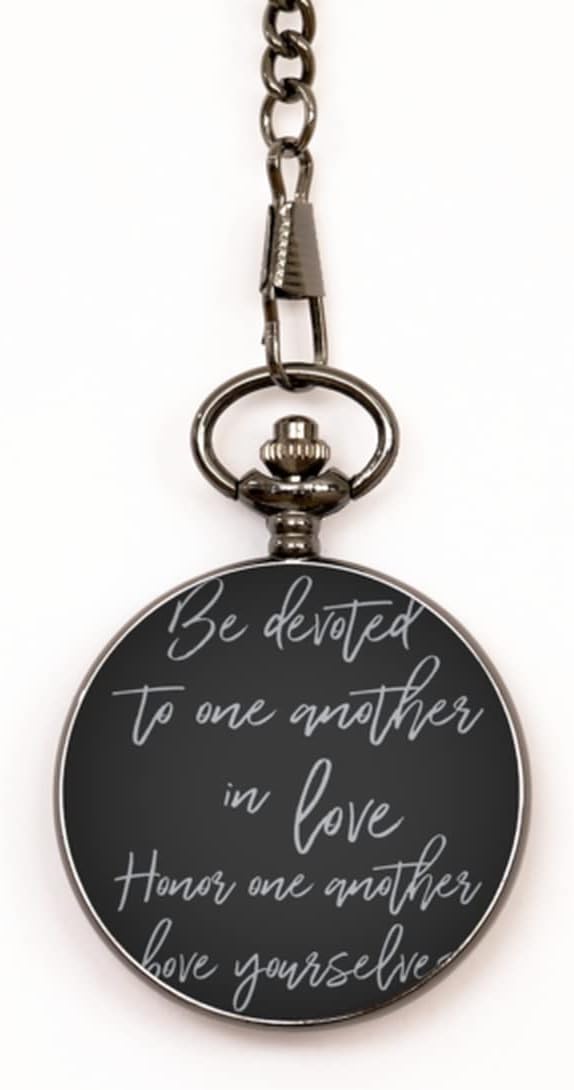 Motivational Christian Pocket Watch, Be Devoted to one Another in Love. Honor one Another Above Yourselves, Inspirational Christmas, Family, for Christian Men, Women, Girls &
