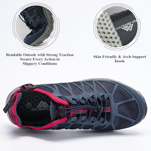Image of Queday Men's Women's Amphibious Water Shoes Closed Toe Hiking Sandals Summer Outdoor Water Sandal Non-Slip River Shoes Quick Drying