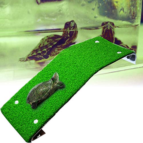 aleawol Rampe Tortue Plate-forme Reptile Rampe Échelle Escabeau Tortue Bain de Soleil anguilles Plate-forme Simulation Pelouse Plateforme pour Aquarium Décoration Animal Fournie