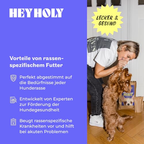 HEY HOLY Premium Trockenfutter für Minis 100% getreidefrei | 7kg Hundefutter für ausgewachsene Minis mit Forelle | Hochverträglich aus natürlichen Zutaten