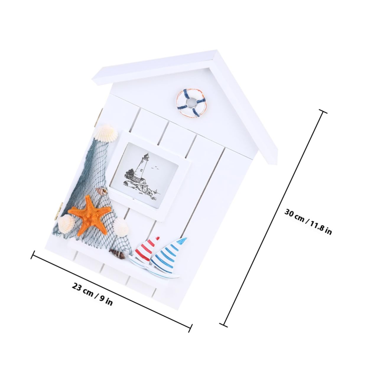 FRCOLOR Portachiavi da Parete Casa in Legno Bianco Stile Costiero