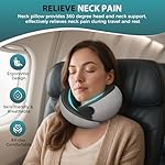 Travel Neck Pillows for Airplanes - 360° Ergonomic Memory Foam Travel Pillow - Relief Neck Pain with Breathable Support for Long Flights, Car, Train & Office Use - Adults & Kids (Gray) - Image 3