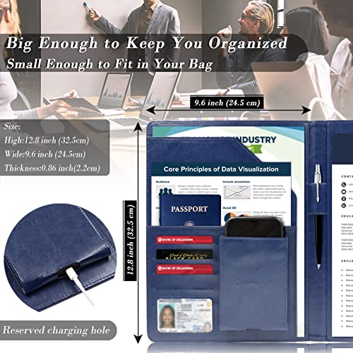 Darolin Business/Resume Padfolio Portfolio Folder with Letter/A4 Size Clipboard, Interview/Conference/Legal Document Organizer, Premium Portfolio Professional Case, Padfolio for Women/Men-Blue - Thumbnail 3