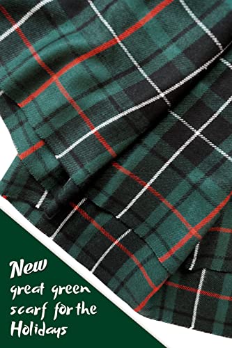 Calvin Olivia Cashmere Feel Scarf Soft Winter Soft Tartan Plaid Fashion Nova Scottish Check Multi-Color Gift For Men Women Christmas Green Plaid #TOP7