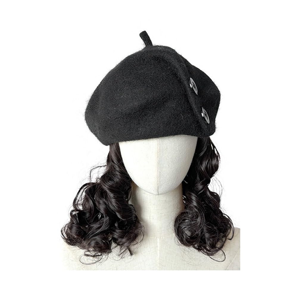 FEELIN Baseball Cap with Hair Extensions Women's Wig Cap, Brown And Black Wig Cap, Wavy Wig Cap, Natural Looking Synthetic Heat-resistant Fiber Wig, Suitable For Daily Party Use Hat Wig (Color : 02)