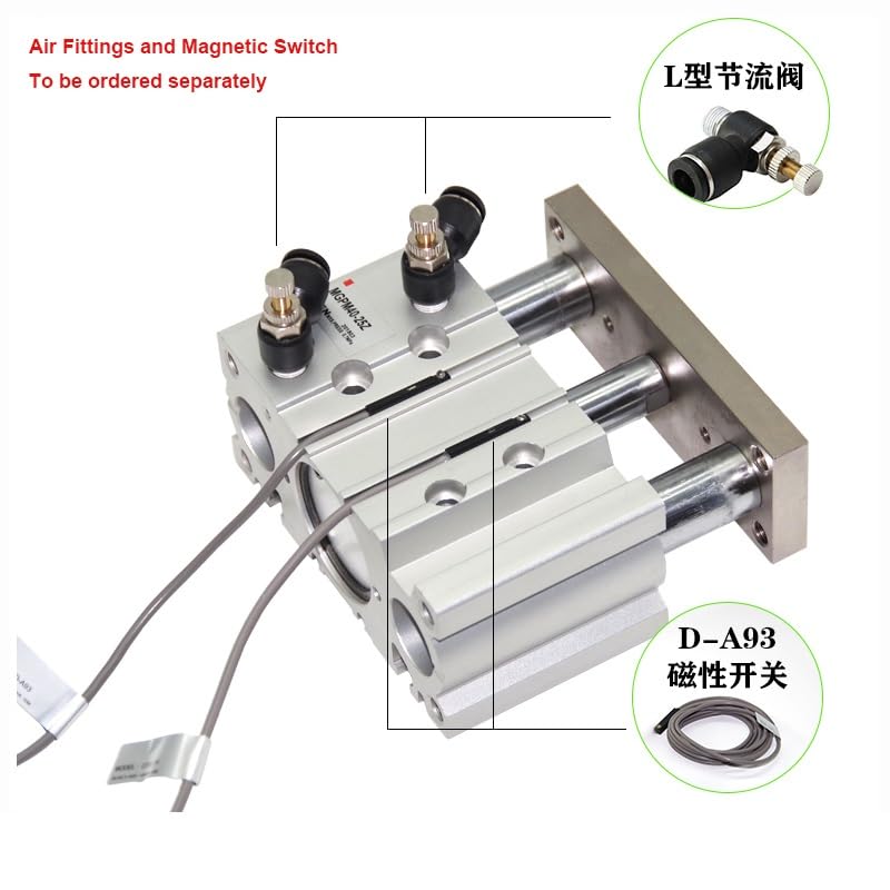 Cylindre compact MGPM12-20 SMC avec tige de guidage et aimant intégré pour automatisme