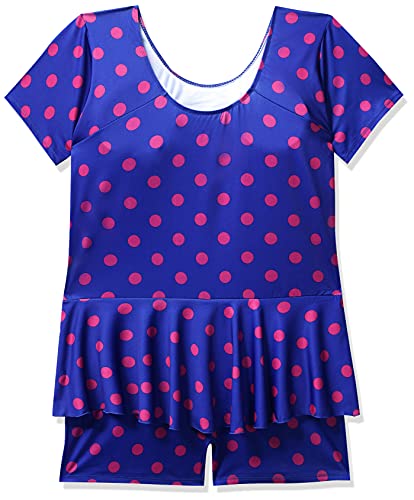 Image of I-SWIM LADIES COSTUME IS-103 ROYAL /PINK DOTS SIZE 2XL WITH GOGGLES SILICON JOINTLESS WITH BOX SKY