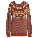 YEMOCILE Knitted Sweater for Women Squirrel Pattern Gothic Street Wear Pullover with Long Sleeves for Girls Brown