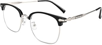 Dollger Blue Light Blocking Glasses for Men Retro Semi Rimless Anti-Fatigue Computer Gaming Glasses With Blue Ray Filter