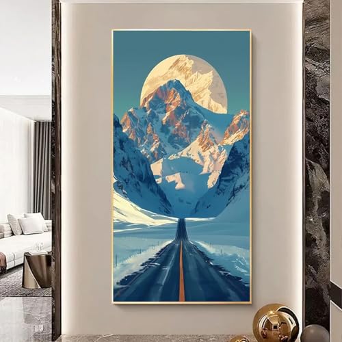 Affiche de coucher de soleil sur route enneigée pour créer un salon cocooning chaleureux