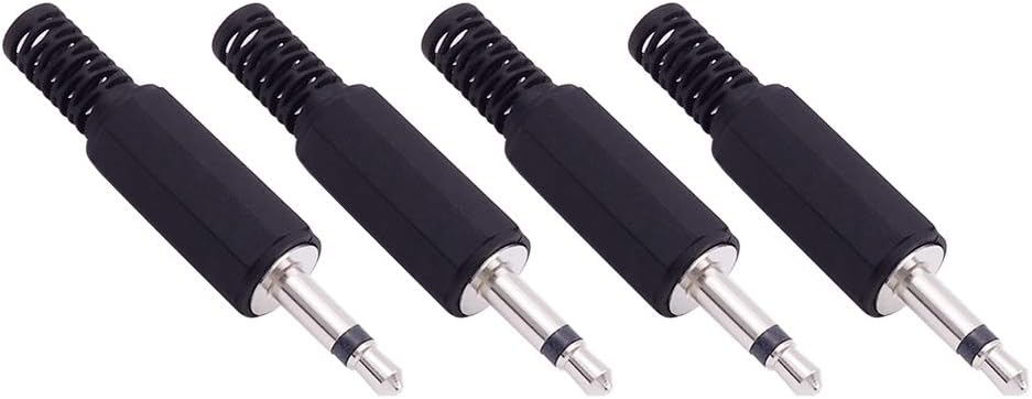 Fancasee (4 Pack) 3.5mm Replacement Repair Plug Jack TS 2 Pole Mono Male Plug 1/8" 3.5mm Solder Type DIY Audio Cable Connector for Audio Cable Repair