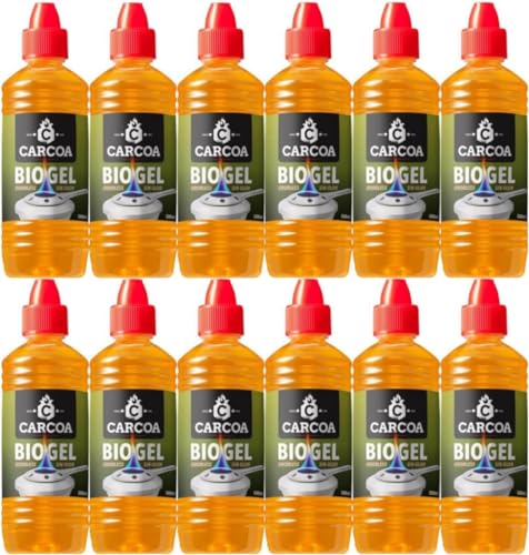 OAXYS Gel de Bioalcochol Carcoa - Especial para Fondue, Grills de Mesa, Wok y Encendido de Chimeneas. Sin Olor. 500 ml (Pack de 12)