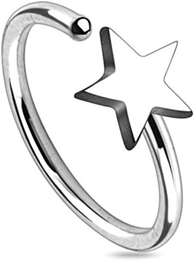 Pierce Plex Nose Hoop Ring 20G Star Design Annealed Surgical Steel