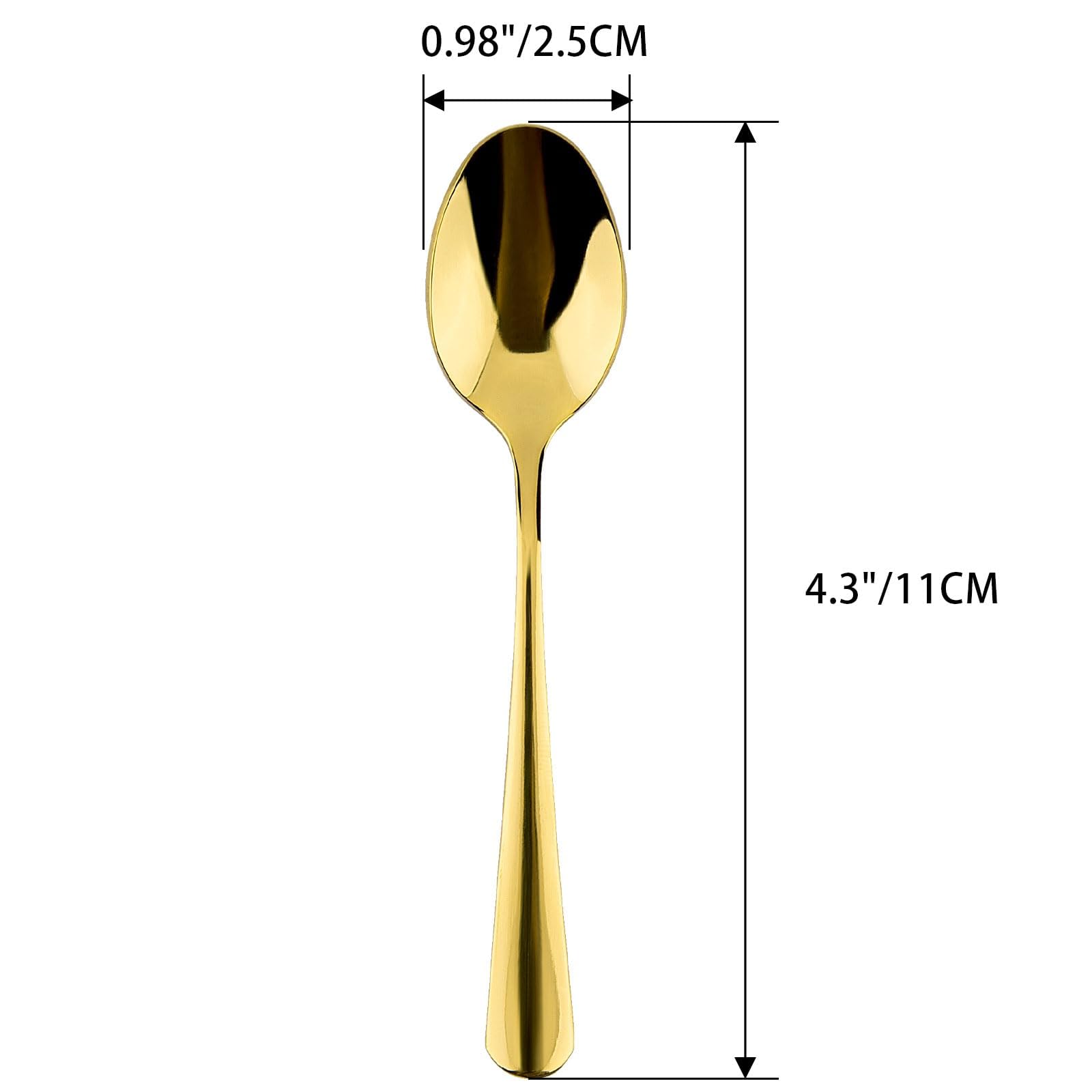 12 Cuillères à Café Inox - Pour Espresso & Thé - Design Brillant - 10.2 Cm