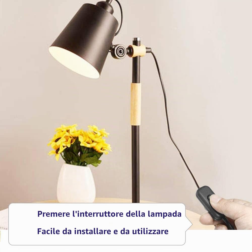 Interruttore Lampada Nero Bipolare, 4pz Adatto per Luce a Casa e in Camera da Letto (6 A, 250 V)