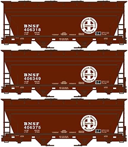 Accurail HO Scale Kit ACF 2-Bay Covered Hopper 3-Pack BNSF (Circle-Cross Logo)
