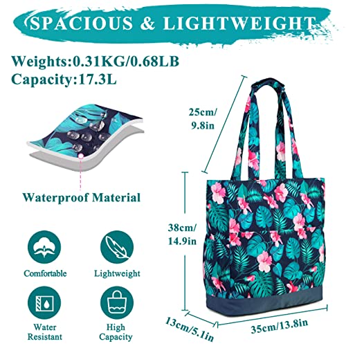 Image of VASCHY Beach Bag for Women, Large Waterproof Sandproof Fold-able Packable Pool Tote Bag w Zipper /Pockets
