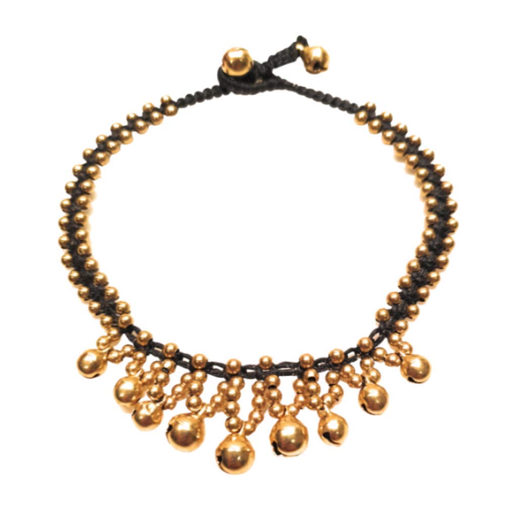 88 INFINITYEE888Infinityee888 Anklet Bells Adjustable Brass Bell bead Rope Braided Ankle Bracelet Indian Boho Handmade Charm Anklets for Women, Teengirl-BCBEL1