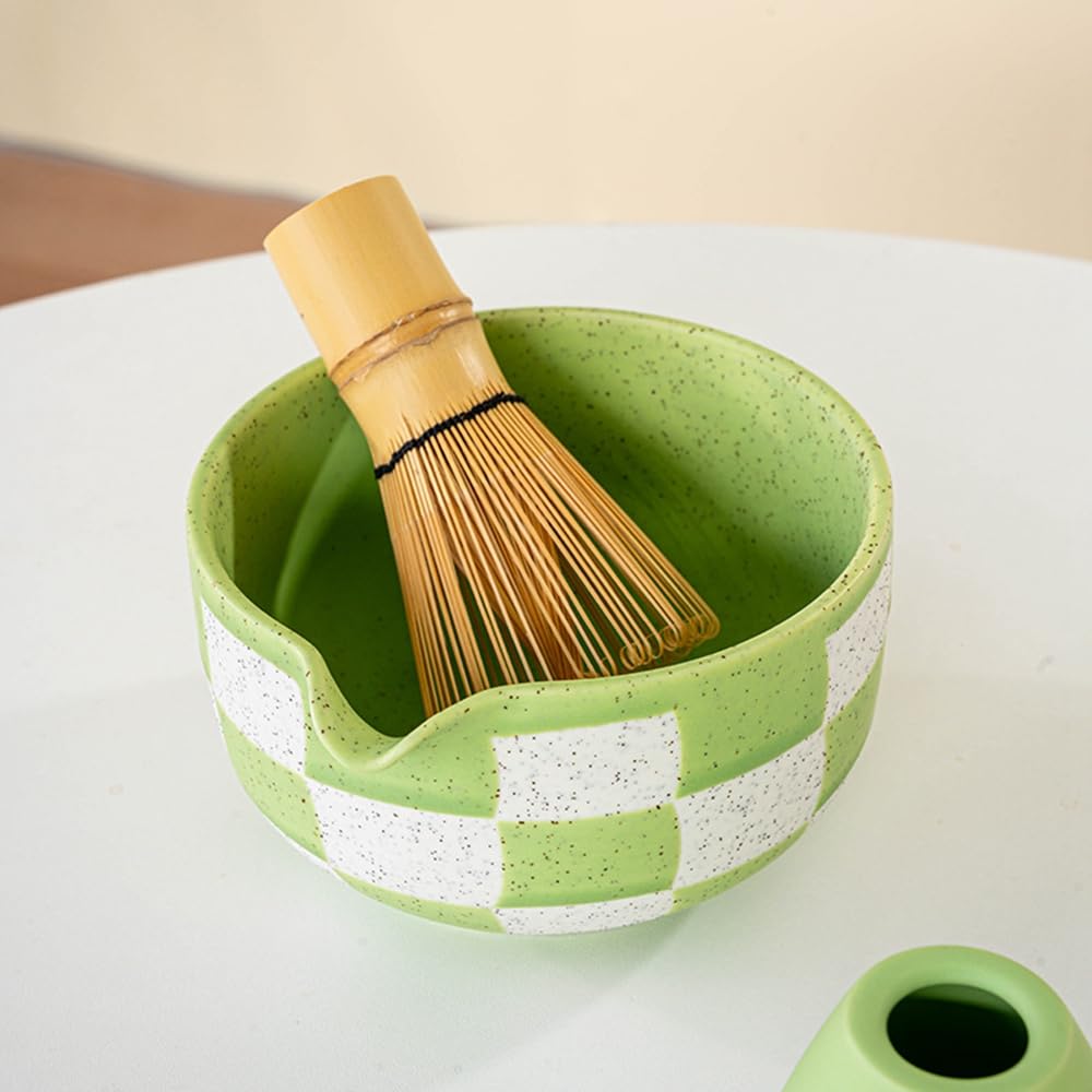 Lot 2 Bols Matcha Céramique 18 Oz Avec Bec Verseau – Vert Artisanat Traditionnel Cérémonie Thé
