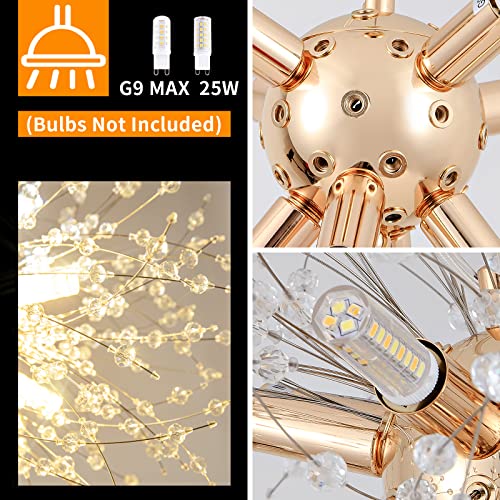 Cm Mzy Modern Crystal Chandeliers Firework, 8-Light Gold Dandelion Sputnik Ceiling Light Fixtures, Sputnik Chandelier For Bedroom Living Room Dining Room Kitchen Island Hallway #TOP4