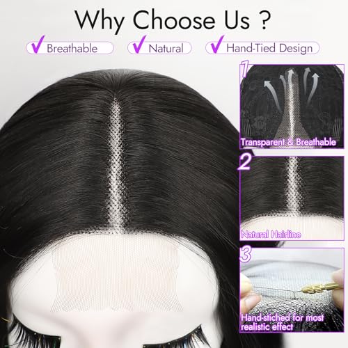 Image of Eawwii Wigs for Women Ombre Brown,Short Wavy Synthetic Lace Wig 18 Inch | Glueless 4x1 Lace Hairline, Heat-Resistant Fiber,Bob Wave Style,Natural Appearance for Everyday Cosplay