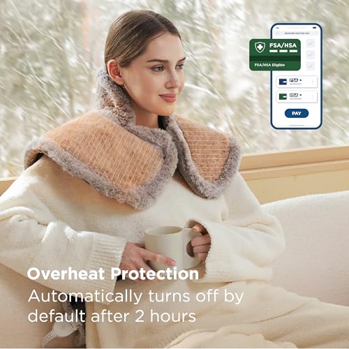 bedsure heating pad for neck and shoulders and back - birthday gifts for women men mom mens fsa eligible items electric heated pad for full body etl certified extra large 2434x3334 grey