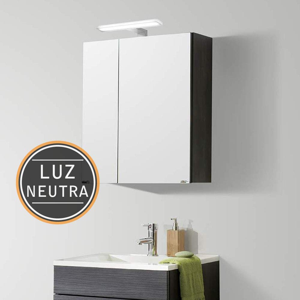 Kibath Aplique Led 60cm 13,8W, indicado para baño. Colocación con Soporte Universal para Espejo, Mueble y camerino. Iluminación fría Uniforme. Fabricado en Aluminio, 13.8 W, Cromo Brillo, 60