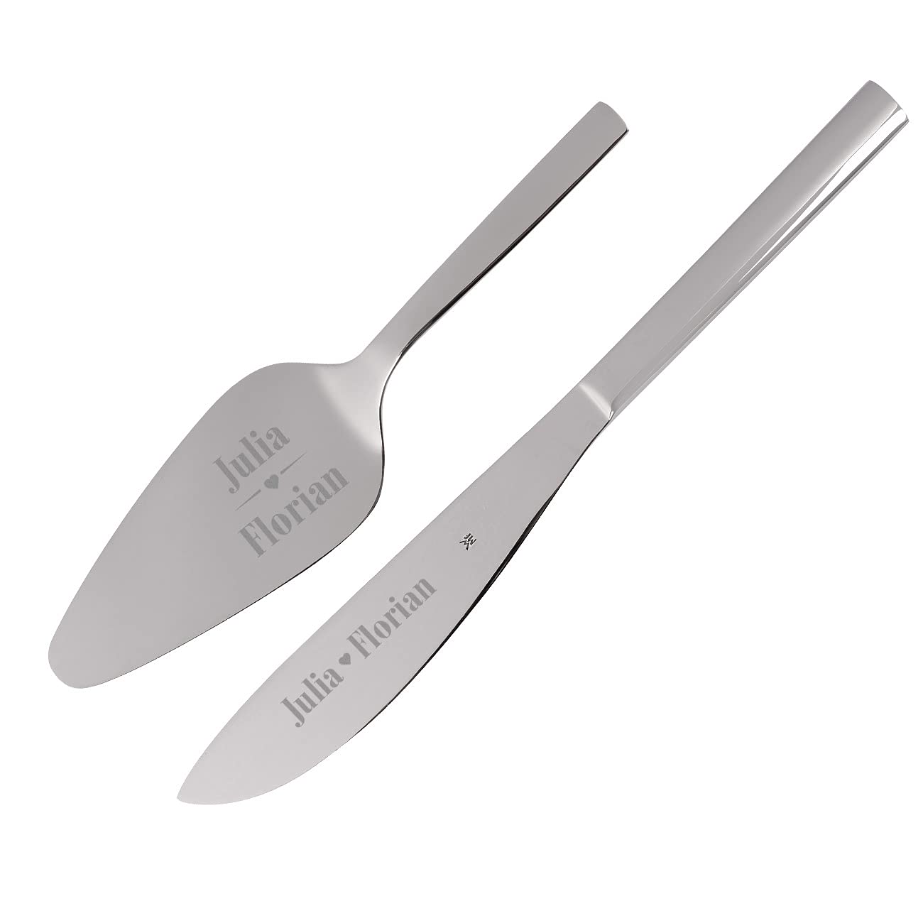 Herz & Heim® WMF Tortenheber und Tortenmesser zur Hochzeit mit Gravur Herz