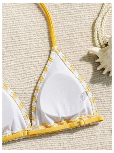 Image of RoseSeek Girl's Tie Dye Smocked 2 Piece Swimwear Sets Backless Halter Bikini Cute Brief Bathing Suit