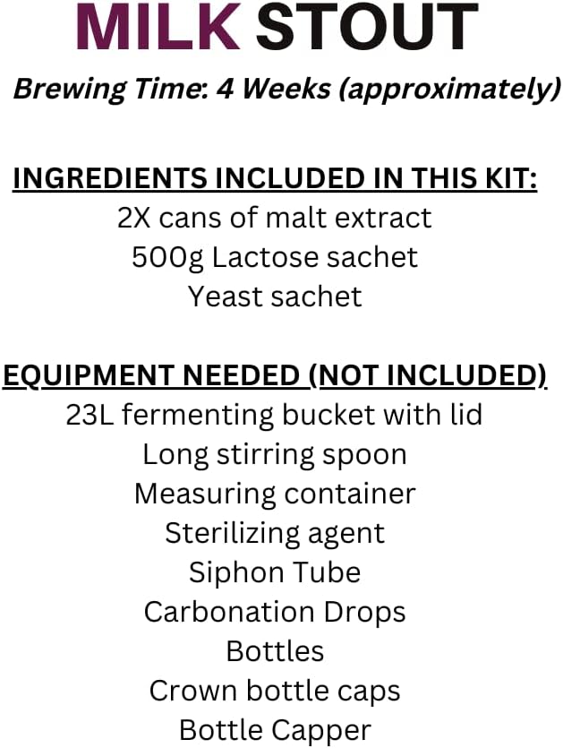 Muntons Beer Making Kit - Milk Stout Flagship Range Home Brew Kit - Includes Beer Making Ingredients - Beer Ingredient Kit Yields 20L