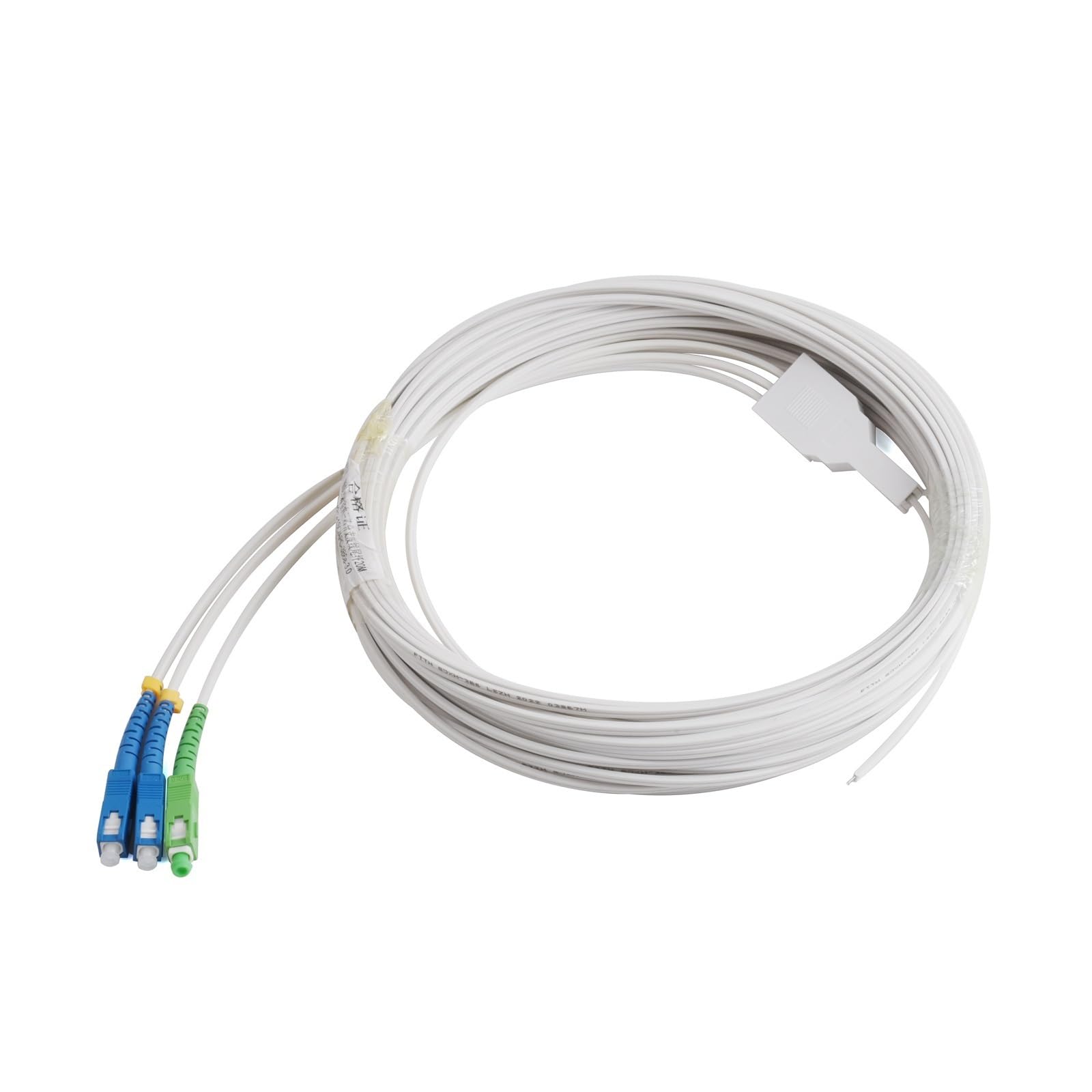 Przewód światłowodowy, 3-rdzeniowy kabel optyczny 2UPC + 1 APC, do wnętrz, jednomodowy, Simplex, 50 m, 60 m, 70 m, 80 m, pigtail (80 m)