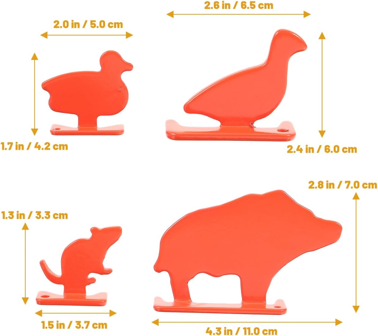4Pcs Gun Target Animal Silhouette Shooting Target Portable Stainless Steel High Visibility Neon Orange Powder Coated for Outdoor Practice