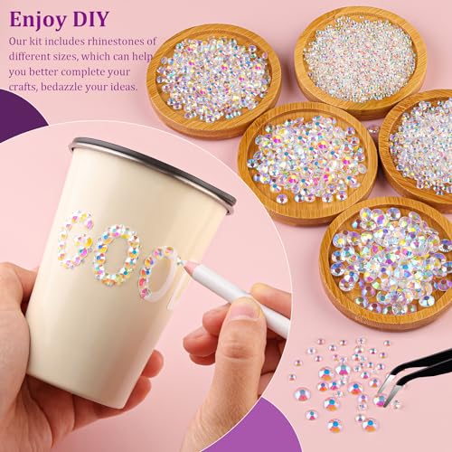 Image of Resin Jelly Rhinestones for Crafting with B7000 Jewelry Glue, 1 Box Transparent AB Flatback Crystal with 3Pcs 10ml Glue, Bedazzling Non Hotfix Gems for DIY Tumblers Clothing Shoes Manicure