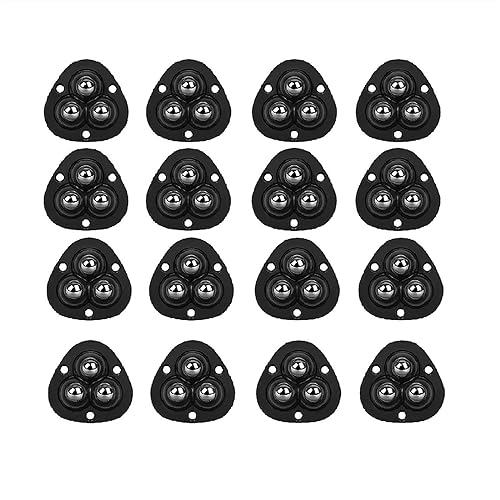 Roulette auto-adhésive 360° noire lot de 16 poulies pour bac de rangement