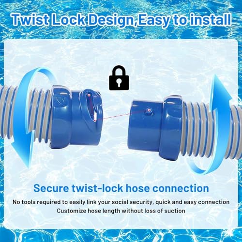 33 Ft Pool Vacuum Hose compatible with Zodiac Baracuda MX6 MX8 X7 T3 T5, Twist Lock Design, Blue, R0527700 Replacement - Thumbnail 3