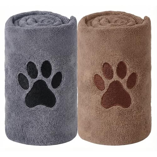 â€‹â€‹2 Pcs Dog Towels for Drying Dogs, Super Absorbent Microfiber Pet Towel, Ultra Soft Quick Drying Large 30x14in Dog Bath Towels for Quick Dry After Bath, Swimming, Rainy Walk - Machine Washable