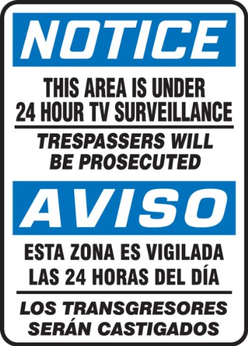 Panneau plastic spanish bilingual sign avec message notice tv surveillance