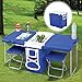 Składany stół zewnętrzny z 2 składanymi taboretami, wiaderko na lodówkę / lód, 28 l, przenośne kółka i uchwyty, idealny na kemping, wędkowanie, plażę