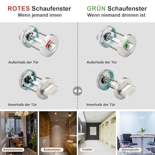 Achkey WC-Rosette mit Belegtanzeige Edelstahl-Rosetten-Set Türbeschlag WC, WC-Türbeschlag Edelstahl, Badezimmer