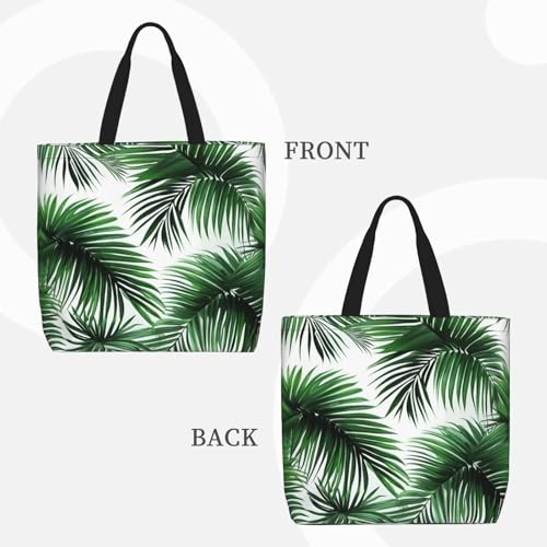 Palm Tree. Print Tote Bags, Large Capacity Zipper Shoulder Bag, For Shopping, Work, Daily3