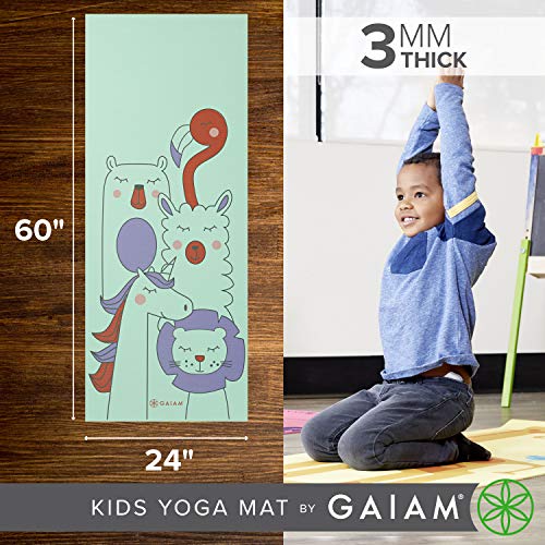 Gaiam Kids Yoga Mat Exercise Mat, Yoga For Kids With Fun Prints - Playtime For Babies, Active & Calm Toddlers And Young Children, Animal Surprise, 3Mm, 60"L X 24"W X 3Mm Thick #TOP2