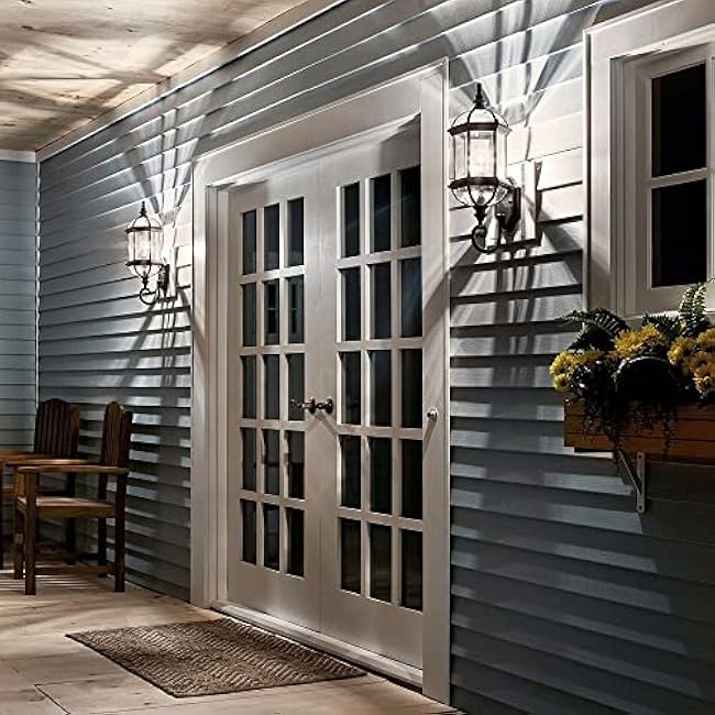 Kichler Barrie 22 Outdoor Wall Light in Black, 1-Light Exterior Wall Sconce with Clear Beveled Glass, (22 H x 8 W), 9736BK